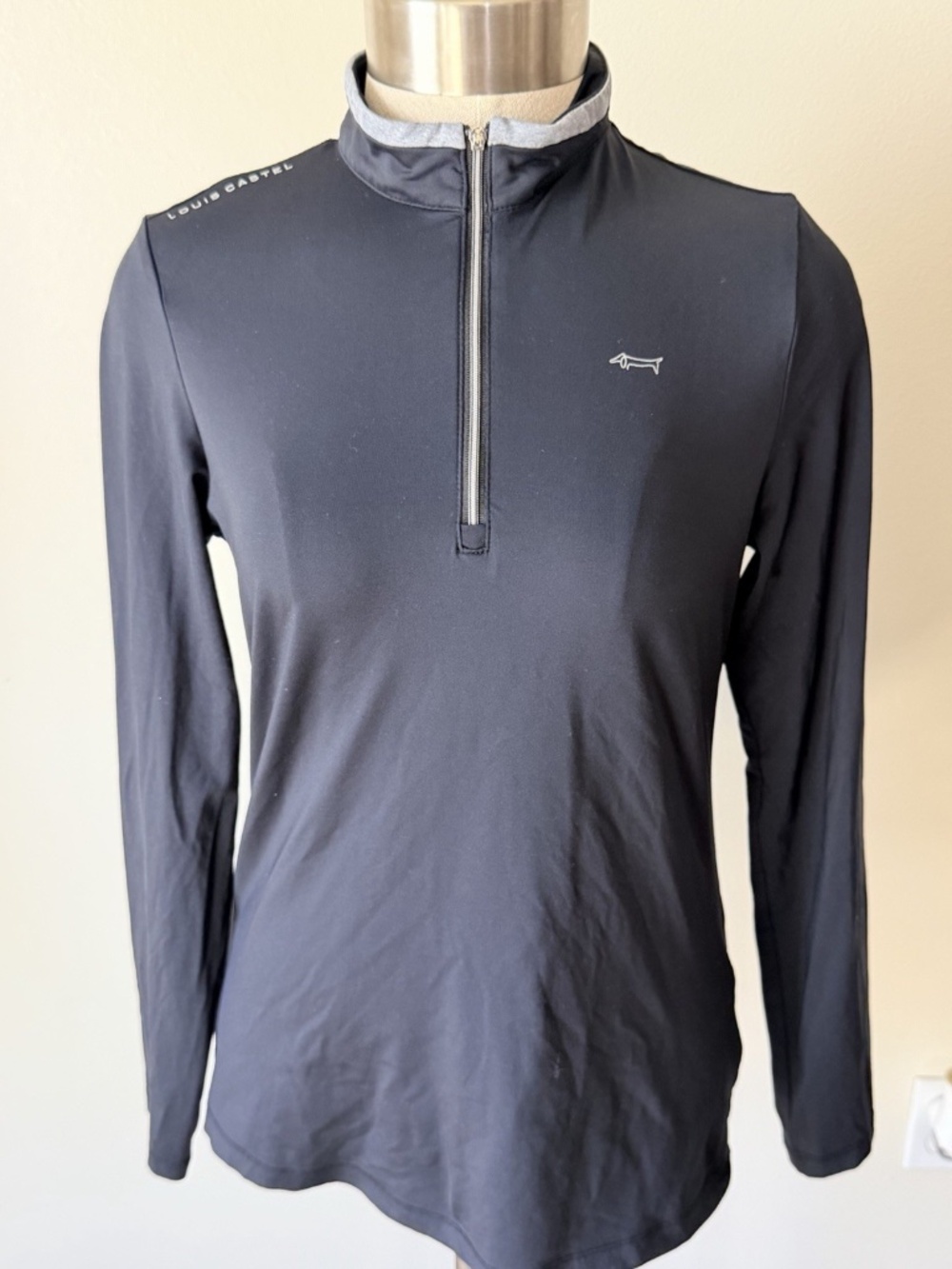 Louis Castel 1/2 ZIp Black Mock Neck Long Sleeve Golf Pullover Women's M